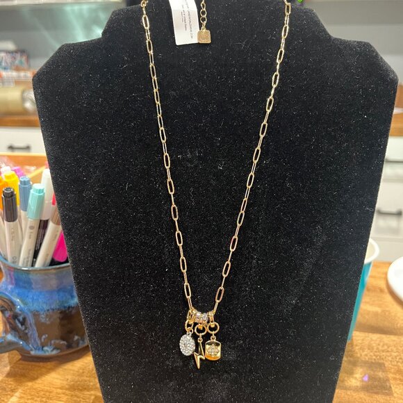 Park Lane Jewelry - Park Lane FENDER Removable Charms Necklace ~ Gold/Silvertone CZs Lightning Bolt